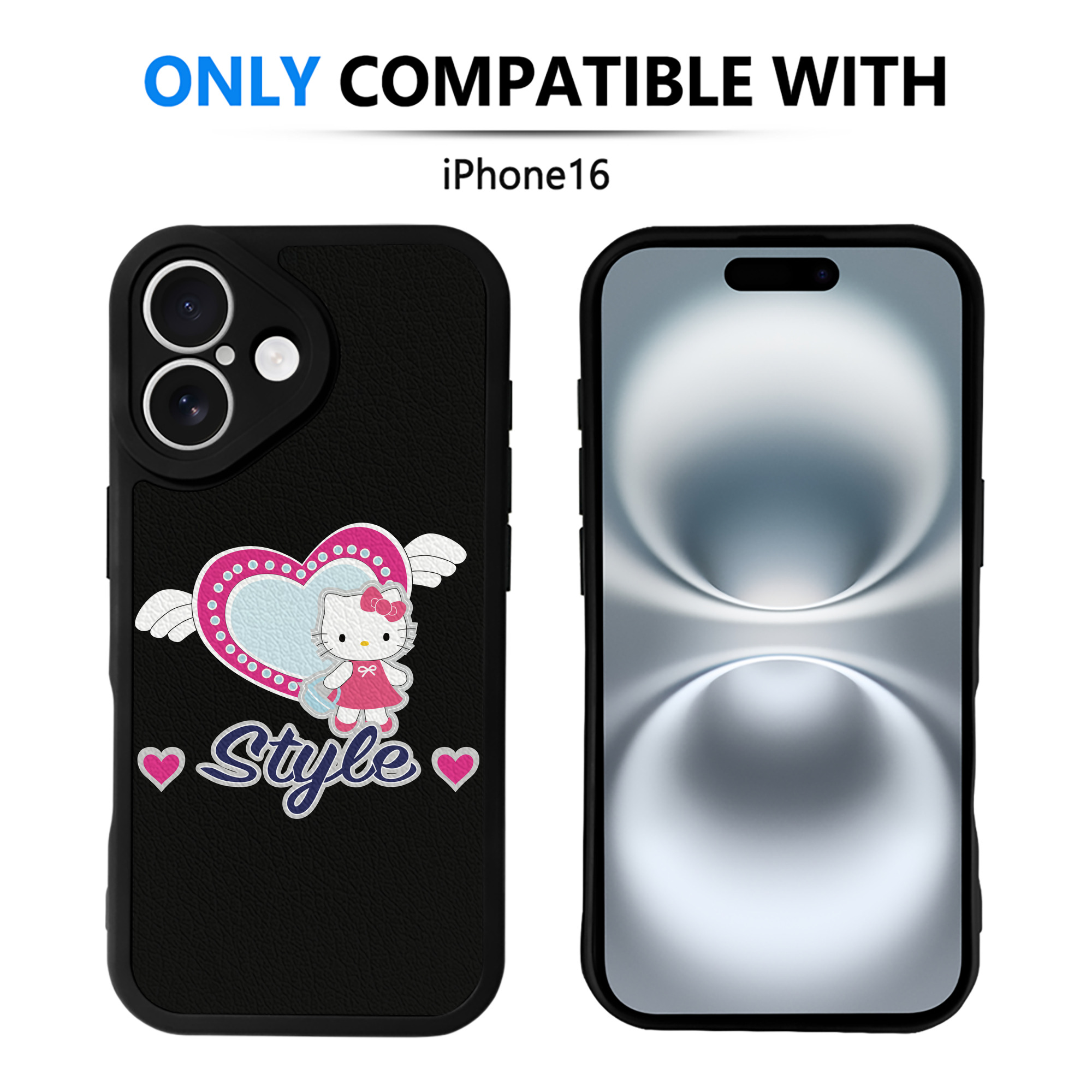 （画像用） Hello Kitty ハローキティ 【iPhone 16シリーズ対応】シリコンスマホケース（レザー調） 材質：シリコン
